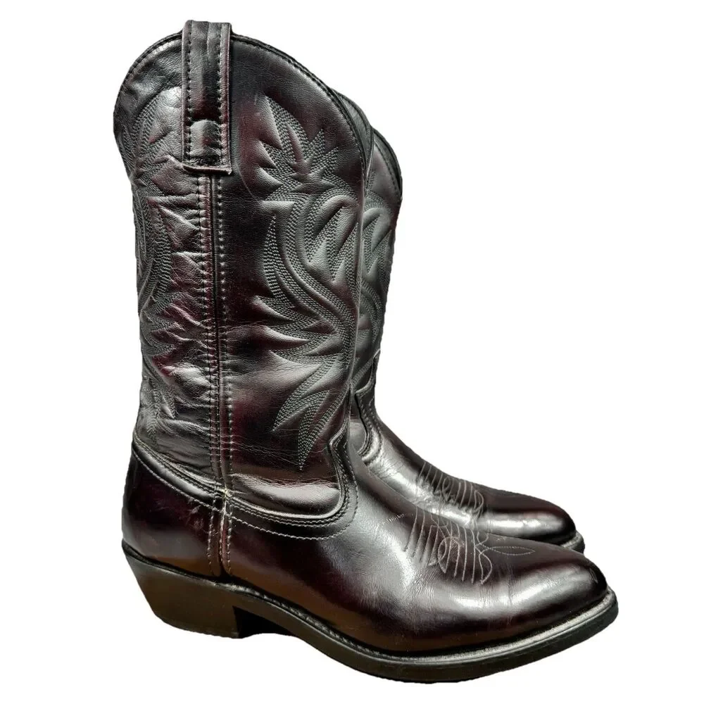Laredo Western Boots Men's 9 D Pull On Cowboy Burgundy Leather
